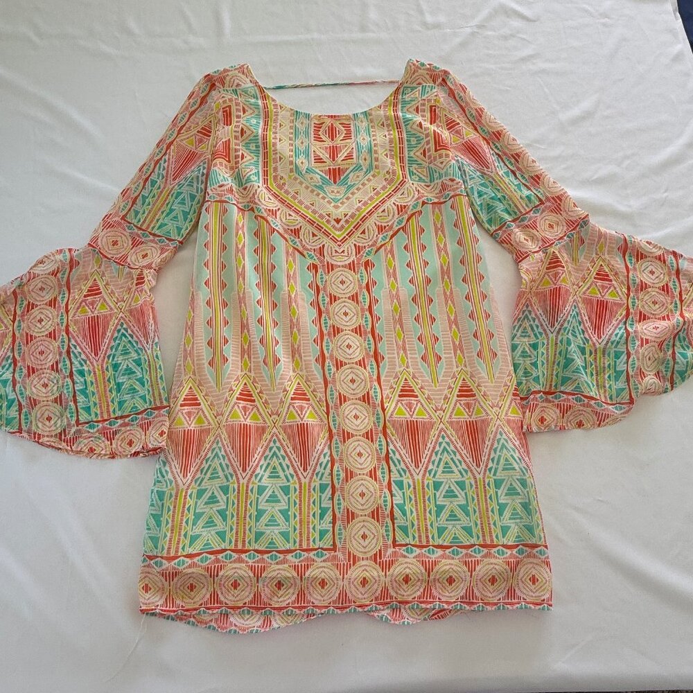 Pink Owl Geometric Aztec Print‎ Dress Size S